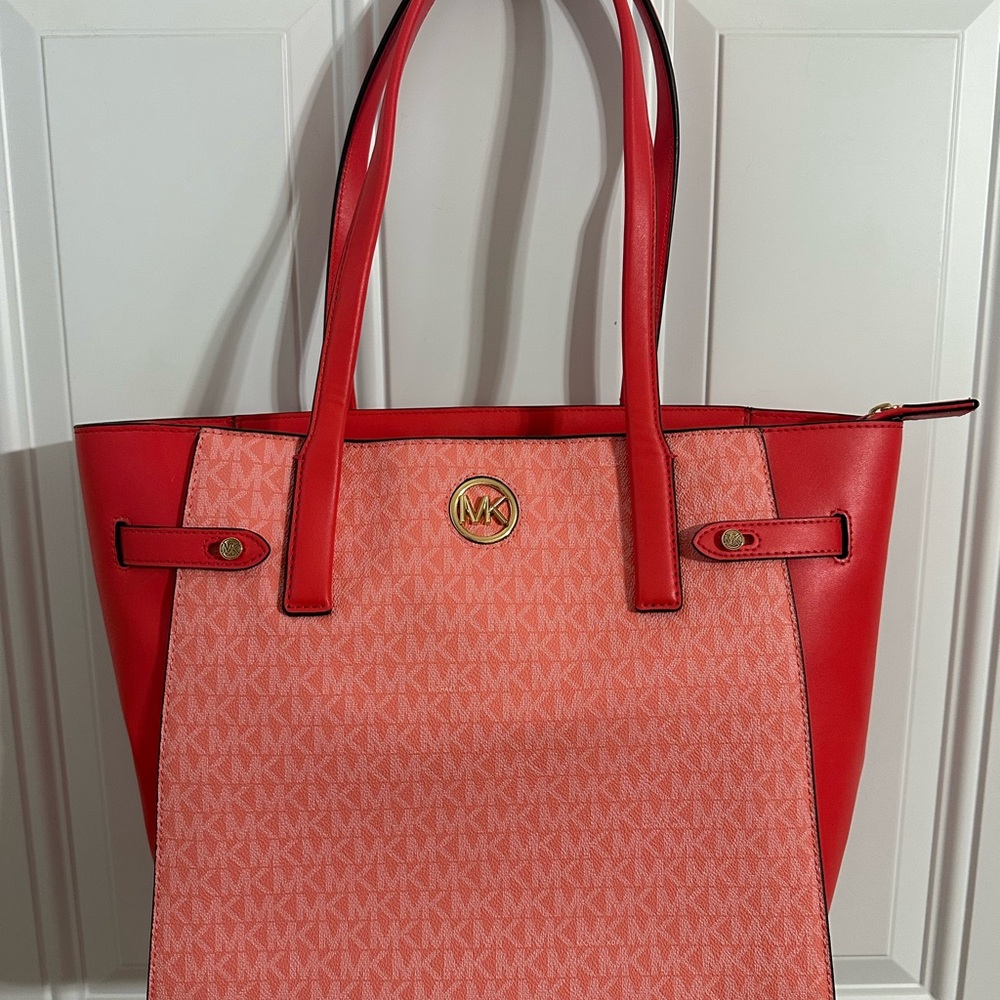 Michael Kors Red and Pink Tote Bag